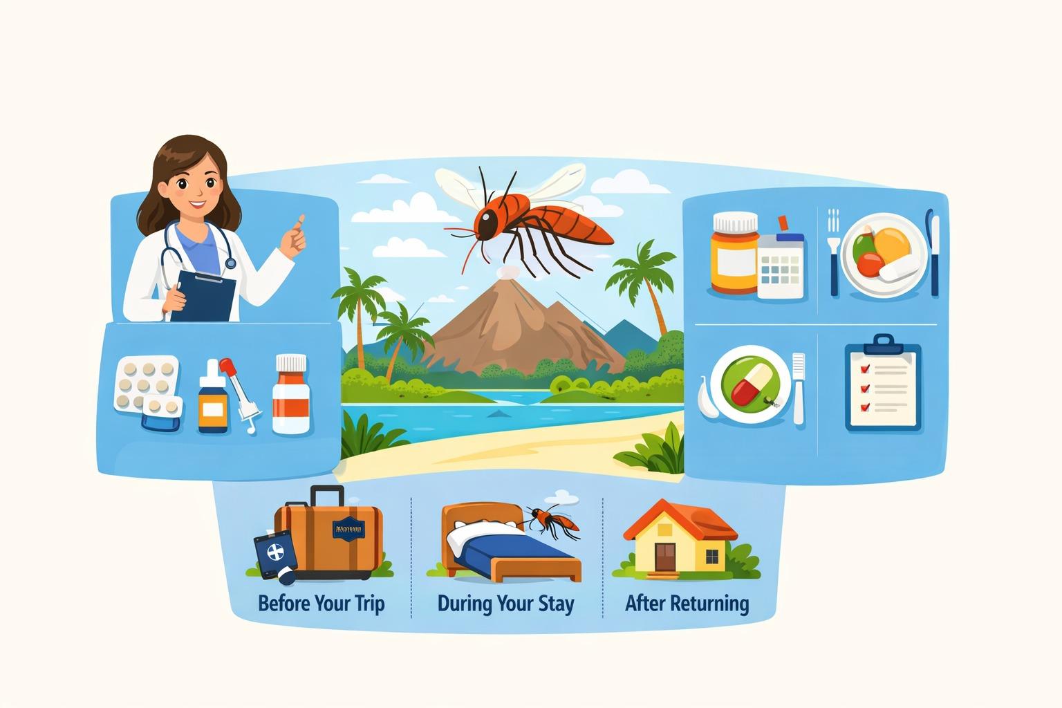 Antimalarial tablets and travel medicine